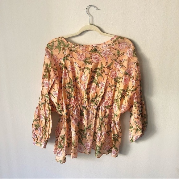 Cleobella Boho Floral Balloon Sleeve Blouse S - Picture 8 of 10